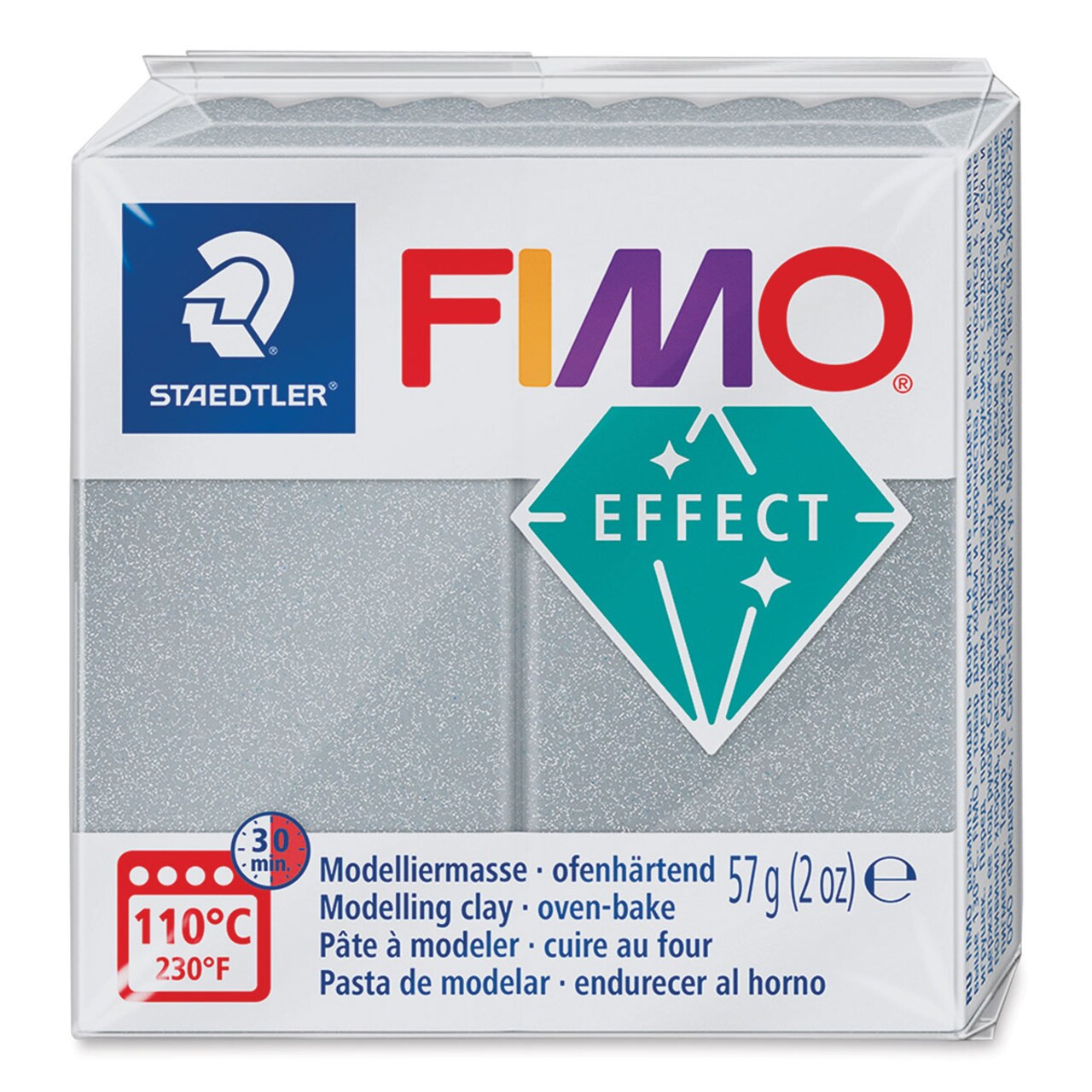 Staedtler Fimo Metallic Effect Polymer Clay - 2 oz, Metallic Silver